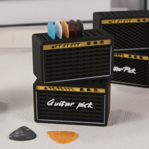 Gitarrplektrumhållare 3D-printad förstärkare Gitarrplektrumhållare Box Organ D