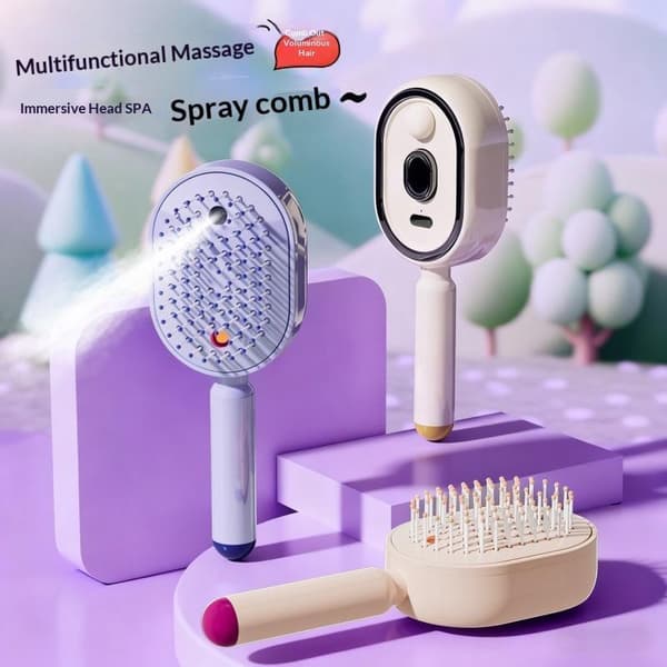 Elektrisk Spray Luft Hodebunn Pute Massasje Kam 3 I 1 Damp Esse White