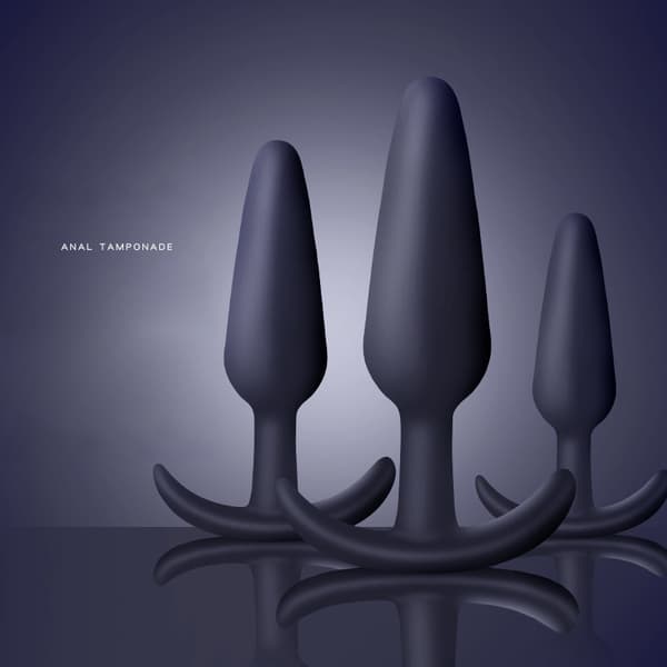 Anal Buttplug Blød Silikone Dildo Prostata Massage Stimulator Black Set