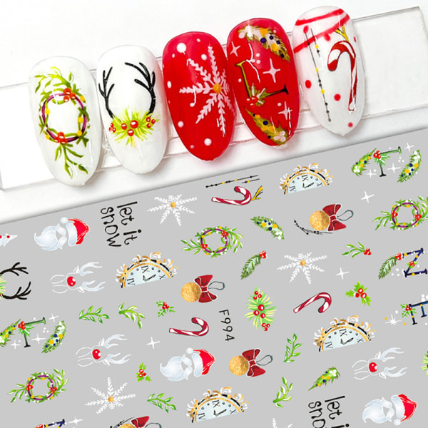 Nail Art Dekaler Overføringer Stickers Snowman Elk Snowflake 93