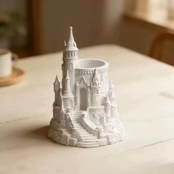 3D-printet mørk stil gotisk slott pennholder kreativ stasjon A2