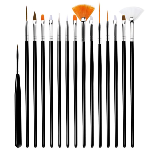 15 kpl / set Nail Manikyyri Geeliharja Nail Art Ombre Brush Black