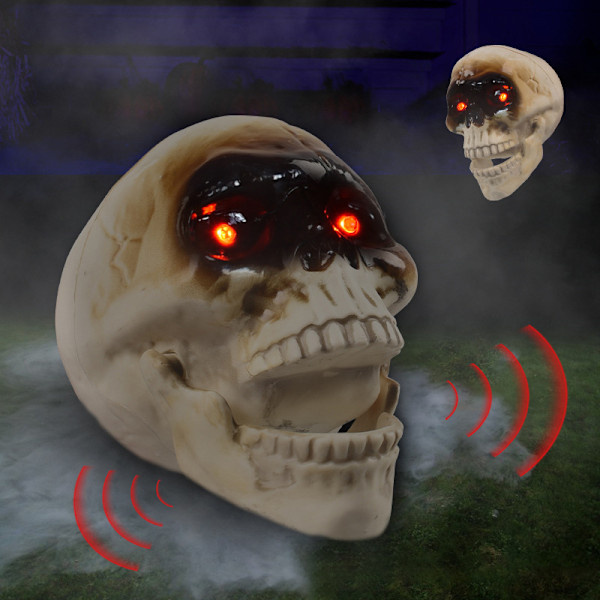 Halloween Elektrisk Hodeskalle Skulptur Med LED Lys Opp Fest Orna 1PCS