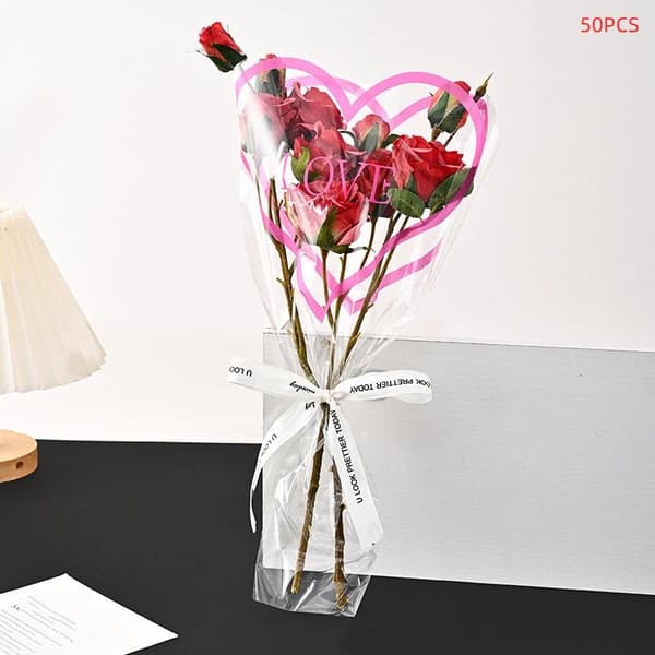 Transparenta rosförpackningspåsar Blomsterbukett Plastpåse Bukett Purple