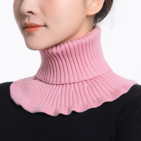 Kvinnor stickad halsduk Warm Turtleneck Neck Warmer Detacha Pink