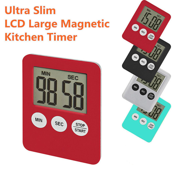 Stor LCD Digital Kjøkken Timer Count-Down Up Clock Ala