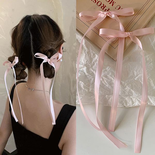 n Style Ribbon Bow Hiuspidike Pitkä Tupsu Hiusneula Sweet Lovely H Red