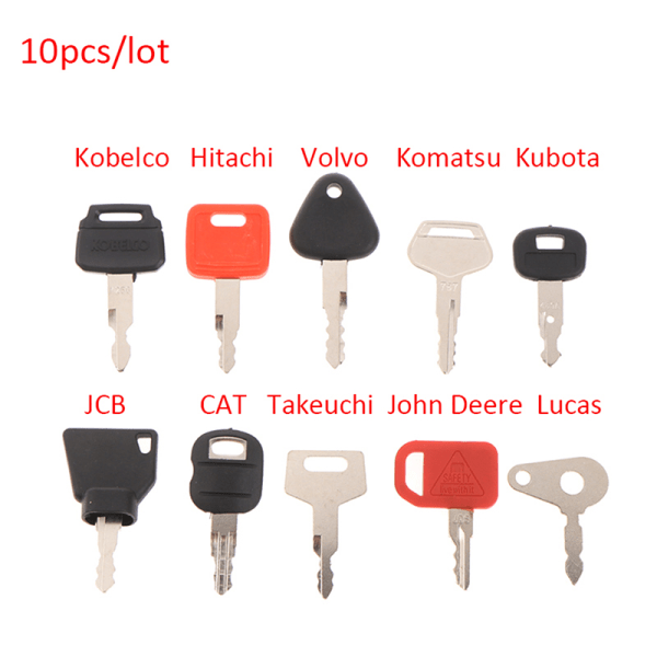 Hovednøglesæt med 10 nøgler til Kubota Komatsu Kobelco træværk