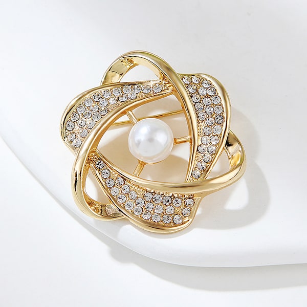 Mode Rhinestone Camellia Brosch För Kvinnor Kläder Smycken Pa 1pc