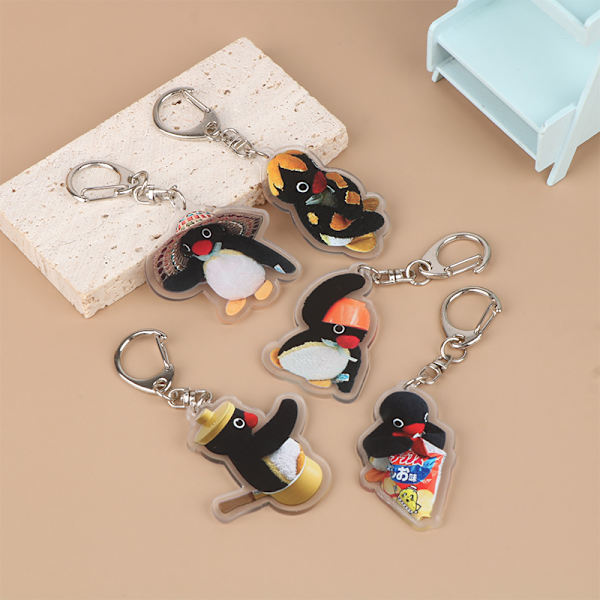 Tecknad akryldocka nyckelring Kawaii Penguin Perifer Toy Bac 01