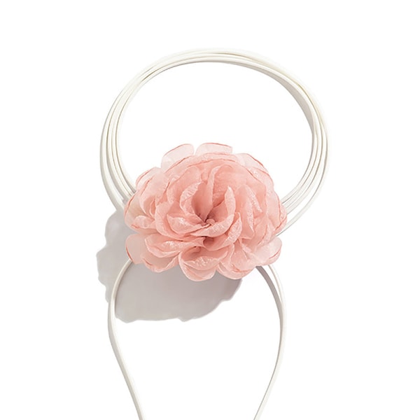 Fluffy Stoff Blonder Blomst Choker Halskjede Kvinner Lang Lace-up Ro A2