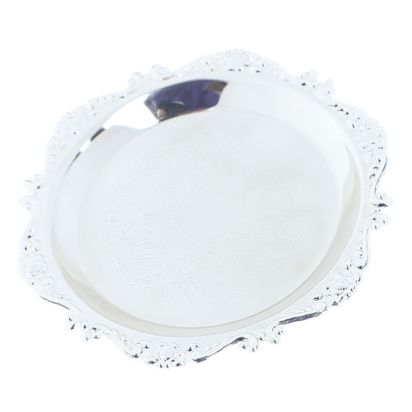 Jernbrett Glansfull Plate Buffet Fruktkake Festartikler Dessert Silver