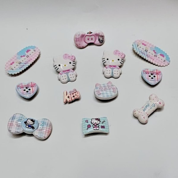 12 st e Bow Bone Hello Kitty Skodekor för träskor sandaler