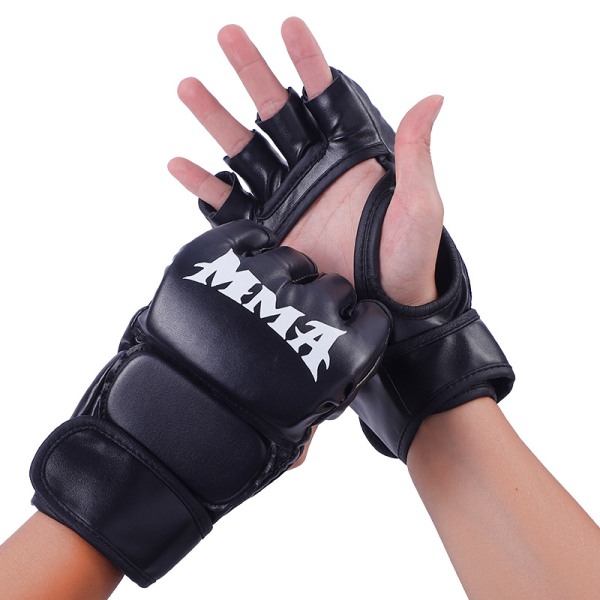 UFC MMA tykke boksehansker Taekwondo Sports Leather Half Finge blue B