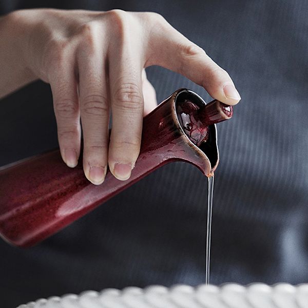 Krydderi og flydende beholder keramisk olivenoliedispenser Red