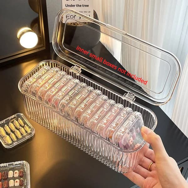Transparent läppstift nagelförvaringslåda stor kapacitet för små 1pc