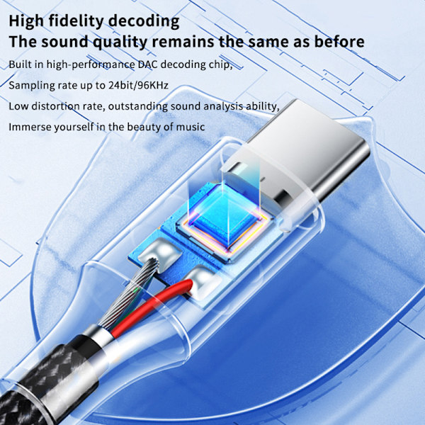 Type C til 3,5 mm Jack-adapter 90° albue USB C til 3,5 mm hodetelefon A2 2PCS
