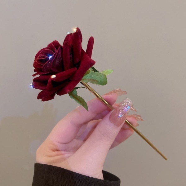 Romantisk Rose Flokker Hårnåle Blomster Hårpinde Med Rhinesto