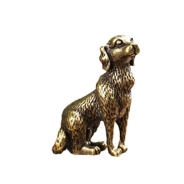 Vintage Legeringshundefigur Utsøkt Håndverk Antikk Finish Ideell A6