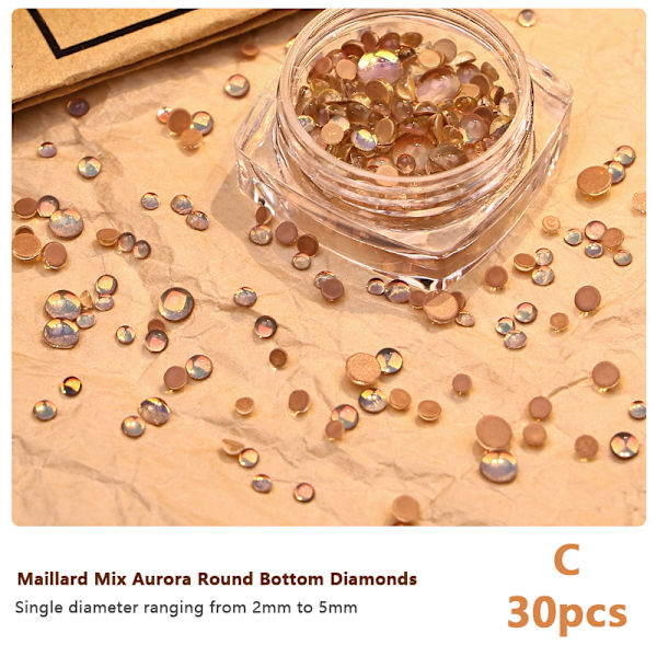 30 st 3D glänsande platt botten inläggningar strass Nail Art Decorati C