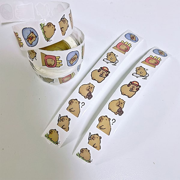 500 kpl Piirrettyjä Kapibara Tarra Rulla Puhelimelle Kypärälle Kannettavalle Tietokoneelle 500pcs