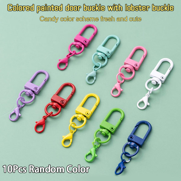 10 stk Farge nøkkelring anheng med hummerspenner Hundespenne nøkkel Ri 10Pcs Random Color