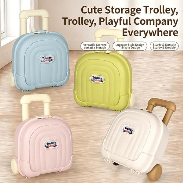Mini e Børne Trolley Opbevaringskasse Holdbar Tyk Skal Stor Kapacitet Blue S