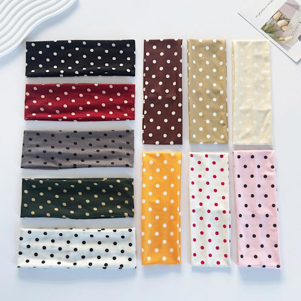 Retro Boho Breeze Wind Dot Stretch Damehårbånd n Ins Wide A2