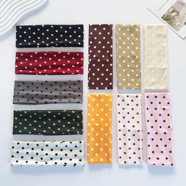 Retro Boho Breeze Wind Dot Stretch Damhårband n Ins Wide A6
