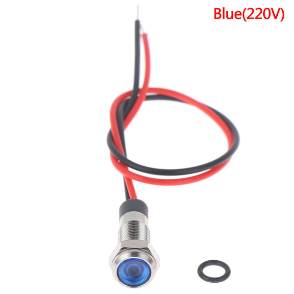 P67 Vandtæt 6 mm LED-advarselslampe i metal 15(Blue 220V)
