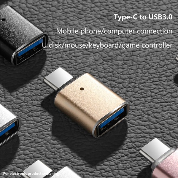 USB 3.0 till typ C-adapter LED OTG till USB C USB-A till typ-C Anslutning Rose Gold Two Lights