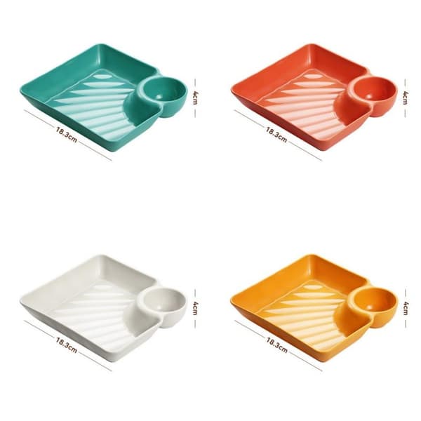 4 stk. dumplingtallerkener med integrerte sausrom for hjemmet 4pcs