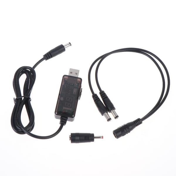 USB Boost Converter DC 5V till 9V 12V USB Step-up-kabel + 3.5x1.3 1 to 2