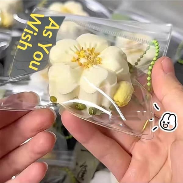 e Simulering Blomsterkake Squishy Mochi Leketøy Sakte Rebound White