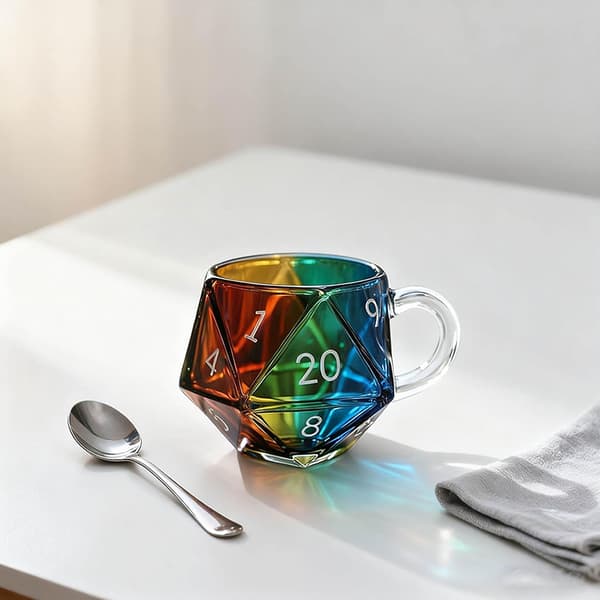 Regnbue D20 Terning Krus Polyedrisk Terning Kaffekopp Med Håndtak Gam