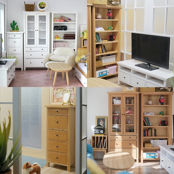 1:12 Dollhouse TV -kaappi Kirjahylly Lasikaappi 1#-White