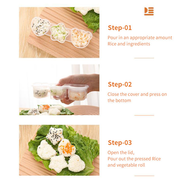 Tecknad form risboll set DIY sushi formar pressform kreativ