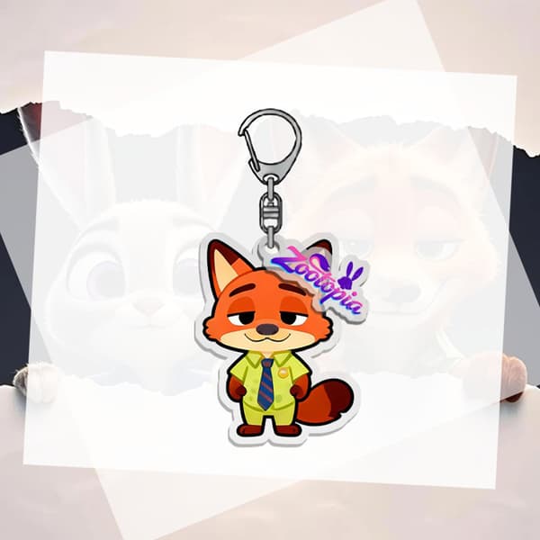 Zootopia Q Version Nyckelring Judy Nick Akryl Väska Hänge Bil K A3