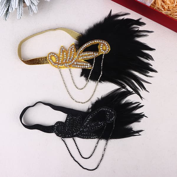 Retro Partyrekvisita Fjäderpannband För Bröllopsflicka Strass 05