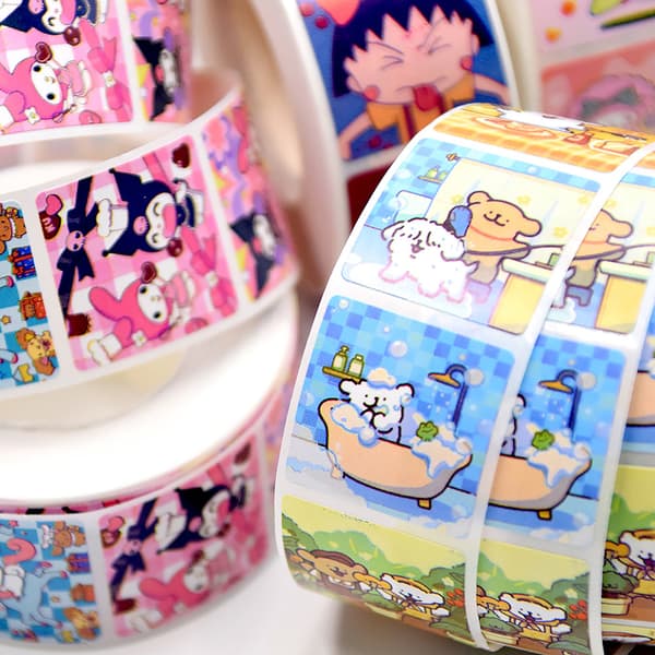 Cartoon Roll Sticker Animation Character Selvklæbende Sticker A3