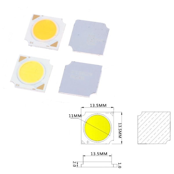 5 ST LED Bridgelux Chip COB 3/5/7/10/12W 300mA högkvalitativ hög Light yellow 12W