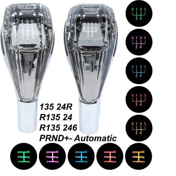 1 sett krystall flerfarget LED-lys bil girskifterknapp modifisert Gray PRND Automatic