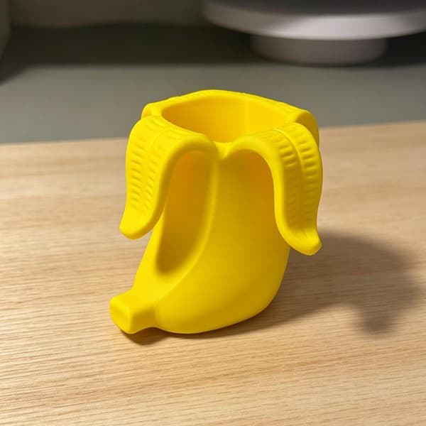 1 stk bananformet pennholder gul 3D-printet e skrivebordsorganisering Orange S