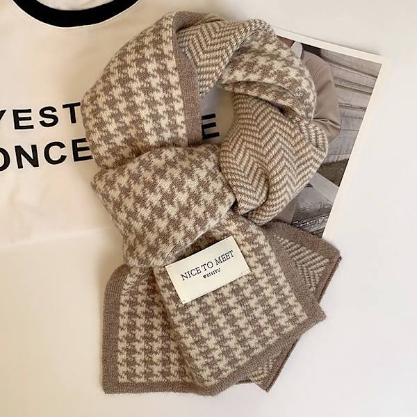 Kvinnors Thousand Bird Checker Stickad Scarf för höst och vint A2