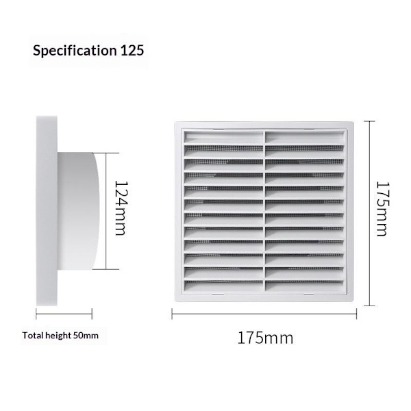 1 stk. Ventilationsrist PP Luftudstødning til vægloft A2