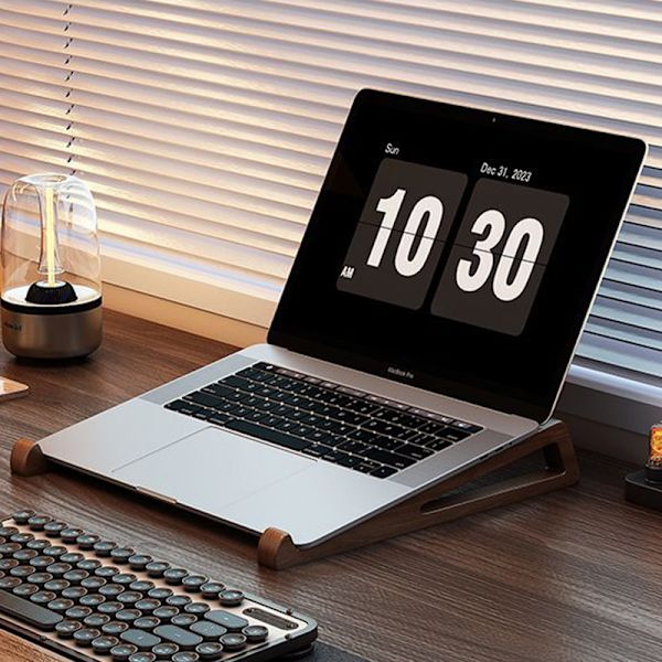 Bärbar datorställ i trä Ergonomisk triangulär design Skrivbordsförhöjare för A1