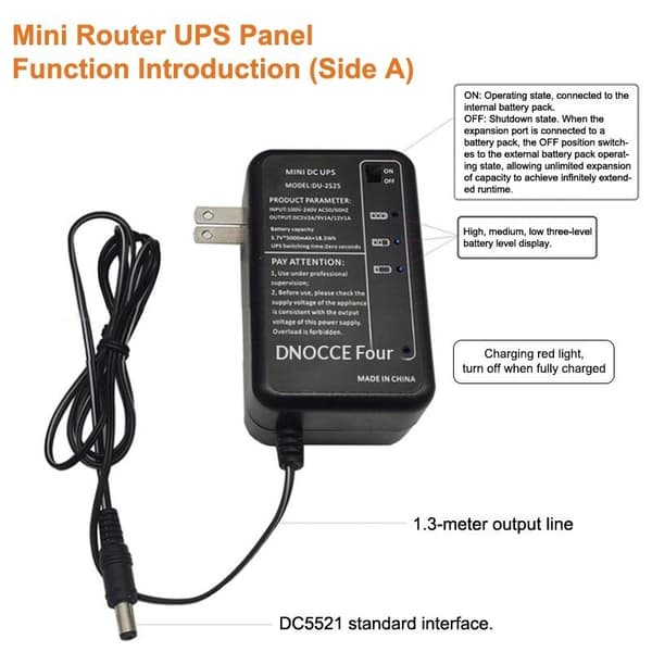 Bærbar Mini UPS AC 220V til DC 5/9/12V til Modem CCTV Kamera W A1