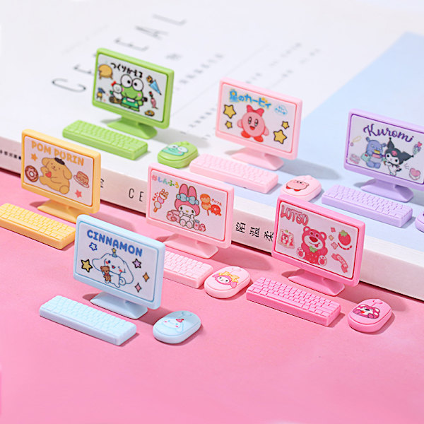 Dollhouse Miniture monitori näppäimistö hiiri set Decoration Access A6