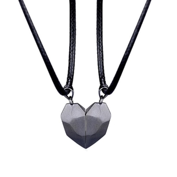 2 st magnetiska par halsband älskare hjärtat hänge Black