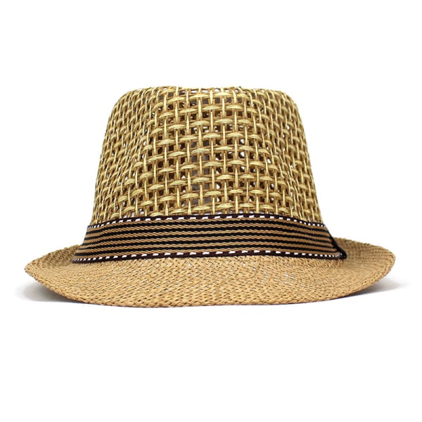 Brittiläiset miehet Beach Sun Hatut Summer Cowboy Fedora Retro Jazz Hat Beige